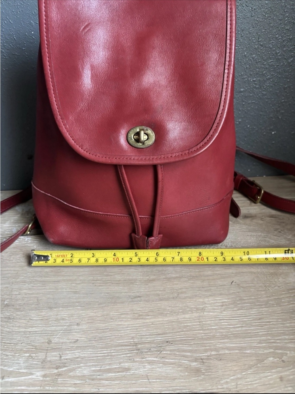 Vintage Coach 90s 9791 Red Leather Daypack Backpack - Picture 7 of 15